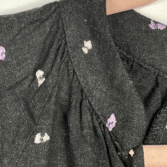 2/$30 ZARA Ditsy Embroidered Babydoll Popover Dress Small Gray Long Sleeve #7028 - Picture 11 of 16